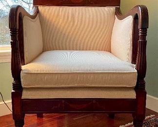 Item 91 - a :  Antique Regency Armchair - nice condition with inlay detail - 23.5"l x 20"w x 36.75"h:   $445