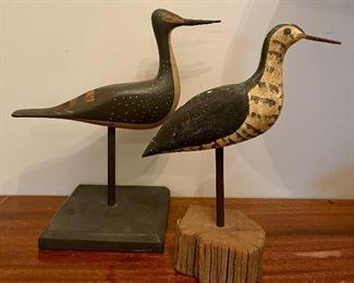 Item 391:  (Left) Carved bird by Charles Spiron '82 - 10.5":    $150                                                                                                                       Item 392:  (Right) Carved bird by Richard Morgan - 9.5": $95