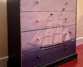 Item 400:  Small Nautical Contemporary Chest - 30"l x 12.25"w x 30.5"h:  $45