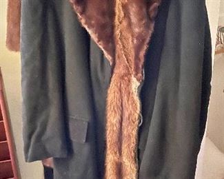 Item 403:  Heavy Mens Antique Coat with Fur Interior: $95