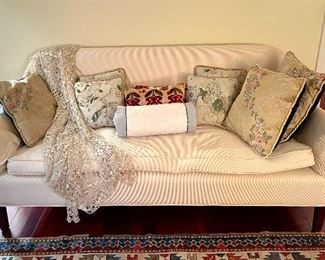 Item 405:  Small Vintage Sofa, Ivory - 67"l x 22"w x 32"h: $150