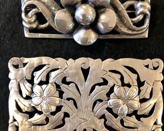 Item 421:  Vintage Pin with Flower (top):  $24                                                                            Item 422:  Sterling Pin (bottom):  $38