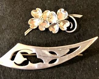 Item 423:  Signed Sterling Pin (top):  $45                                                         Item 424:  Signed Alison Studio Sterling Pin (bottom):  $40