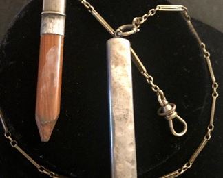 Item 340:  Unusual Antique Sterling Pencil Holder Pendant: $65