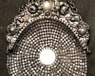 Item 341:  Antique Sterling Silver Mesh Purse - 4.5" x 6.75": $150