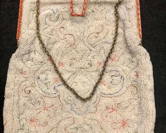 Item 343:  Victorian White Beaded Purse: $35
