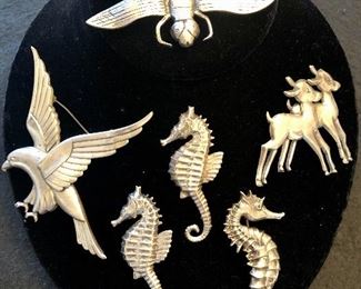 Item 435:  Sterling Dragonfly Pin:  $40    SOLD                                     Item 436:  Norseland Sterling Eagle Pin:  $40                                                 Item 437:  (2) Sterling Seahorse Pins:  $17/each                                            Item 438:  Seahorse Pin:  $24                                                                                   Item 439:  Sterling Reindeer Pin:  $18