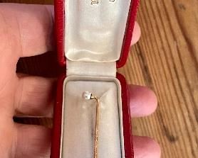 Item 445:  14k Stick Pin with Original Box:  $145