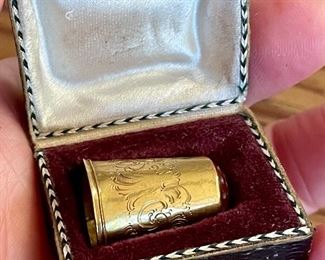 Item 331:  18K Gold Antique Thimble in Original Box: $265