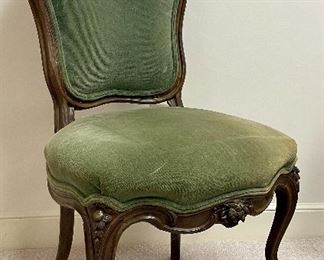 Item 492:  Vintage Chair, Green Cushion: $35