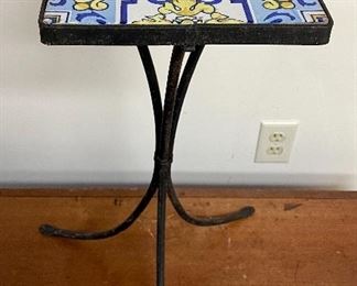 Item 501:  Small, vintage, tile top table - 8" Tile: $18