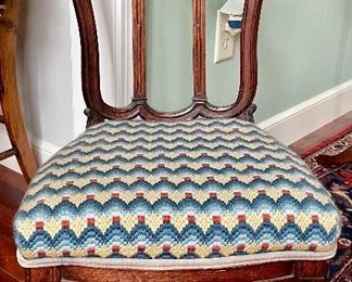 Item 89:  Vintage Child's Chair with Needlepoint Seat - 15.25"l x 13"w x 27.5"h: $45