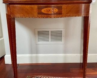 Item 62:  Early 19th C. Card Table with Inlays - 36"l x 18"w x 29.5"h: $425
