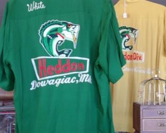 HEDDON FISHING LURE COMPANY FROM DOWAGIAC MICHIGAN, BOWLING SHIRTS. KING LOUIE