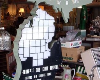 TRAVERSE CITY STATE HOSPITAL ELECTRIC LIGHTED REVOLVING FREE STANDING SIGN.