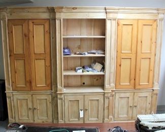 Solid Wood 4 Door Bookcase Wall Unit, 82" x 105" x 18"