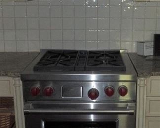 Wolf 4 Burner Gas Range With Oven, 36" x 30" x 30", And Sharp Microwave Oven Model R-1874