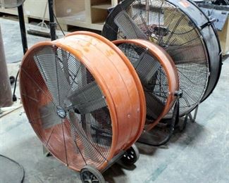 Industrial Style Shop Fan, Qty 3, All Power On