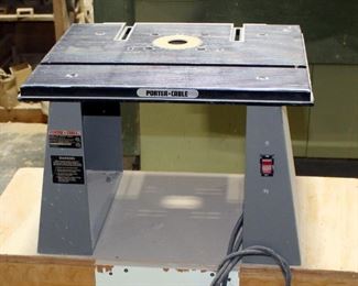 Porter Cable Router Table, Model 698, Mounted To Bench, 38" x 32" x 16"