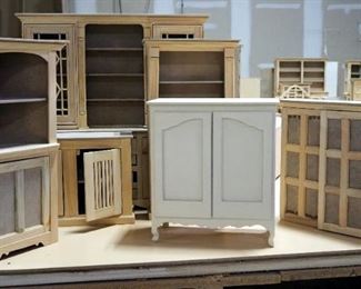 Salesman Sample Size Furniture, Including, Buffet With Hutch, Bookcase, Corner Hutch, TV Stand, And Hutch Top