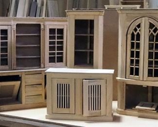 Salesman Sample Size Furniture, Corner Bookshelf, Corner Hutch, TV Stand, And Credenza With Hutch