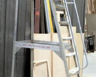 Roll-Away Model AL-1, Aluminum Warehouse Ladder, 11 Step With Platform, 100"