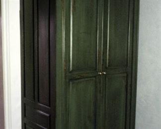 Solid Wood Painted 2 Door Pantry With Hinged Pullout Organizer, 96" x 51" x 28"