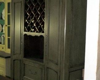 Painted Solid Wood Wine Cabinet, With Storage, 108" x 60" x 26"