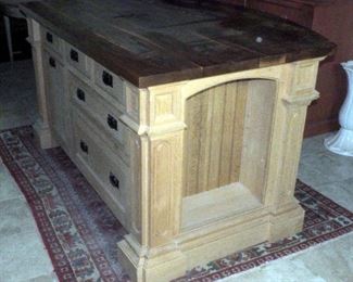 Solid Wood, 6 Drawer Island With Cantilevered Front, Floor Model, 36" x 66" x 44"