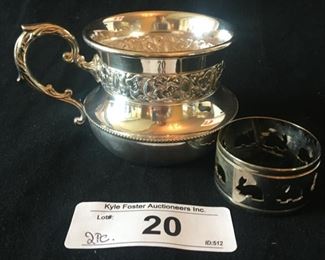 QUADRUPLE PLATE BABY CUP 3"T AND BUNNY SILVERPLATE NAPKIN RING