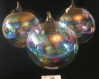 LARGE IRIDESCENT GLASS BAUBLES