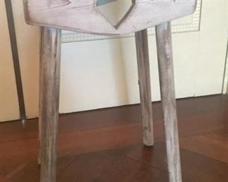 RUSTIC WOODEN SIDE TABLE WITH HEART DETAIL