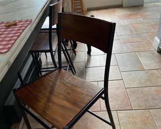 3 wood & iron bar stools