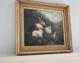 Rabbits oil on canvas