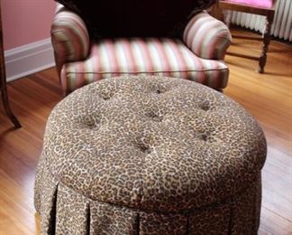 Leopard ottoman & armchair