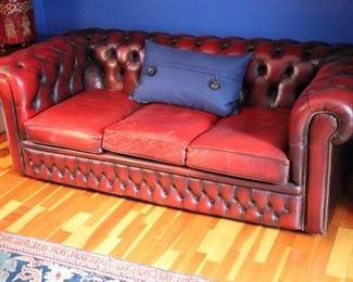 Oxblood leather Chesterfield sofa 