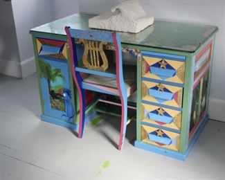 Hand painted equestrian motif desk