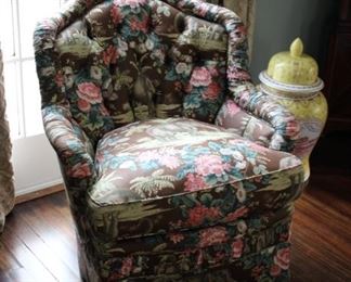 Elephant motif boudoir chair