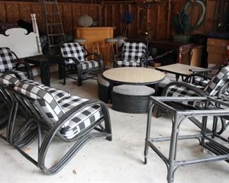 Lot vintage Paul Frankel? style rattan furniture