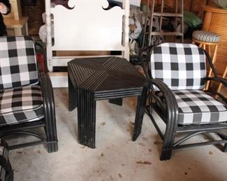Lot vintage Paul Frankel? style rattan furniture