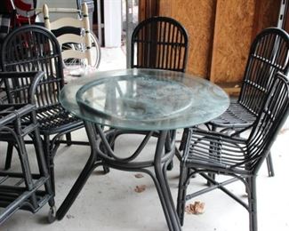 Lot vintage Paul Frankel? style rattan furniture