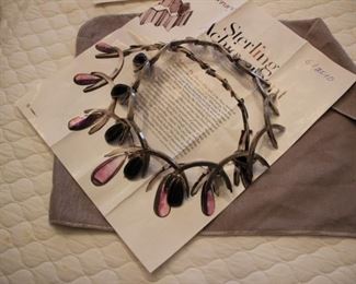 Antonio Pineda Mexican sterling & obsidian necklace 