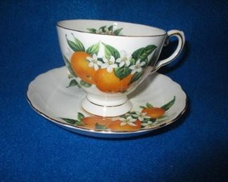 FLORIDA TEA CUP & SAUCER W/ ORANGES