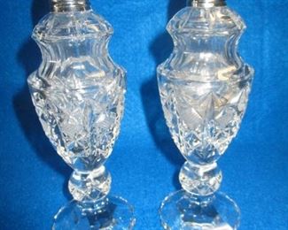 TALL CUT CRYSTAL SALT & PEPPER SHAKERS