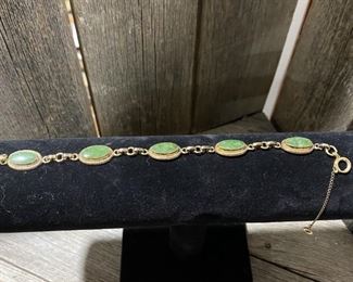 Bracelet - Goldwash Over Silver with Jade Stones