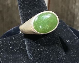 Manama Nephrite Jade Ring in .925 Silver - size 10