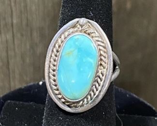 SW Style .925 Silver Turquoise Ring - size 7