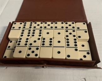 Vintage Bakelite Dominoes Set Of 26. Case is a little worn. 