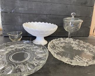 Lot of serving platters and bowls.