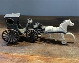 Vintage cast iron horse and buggy